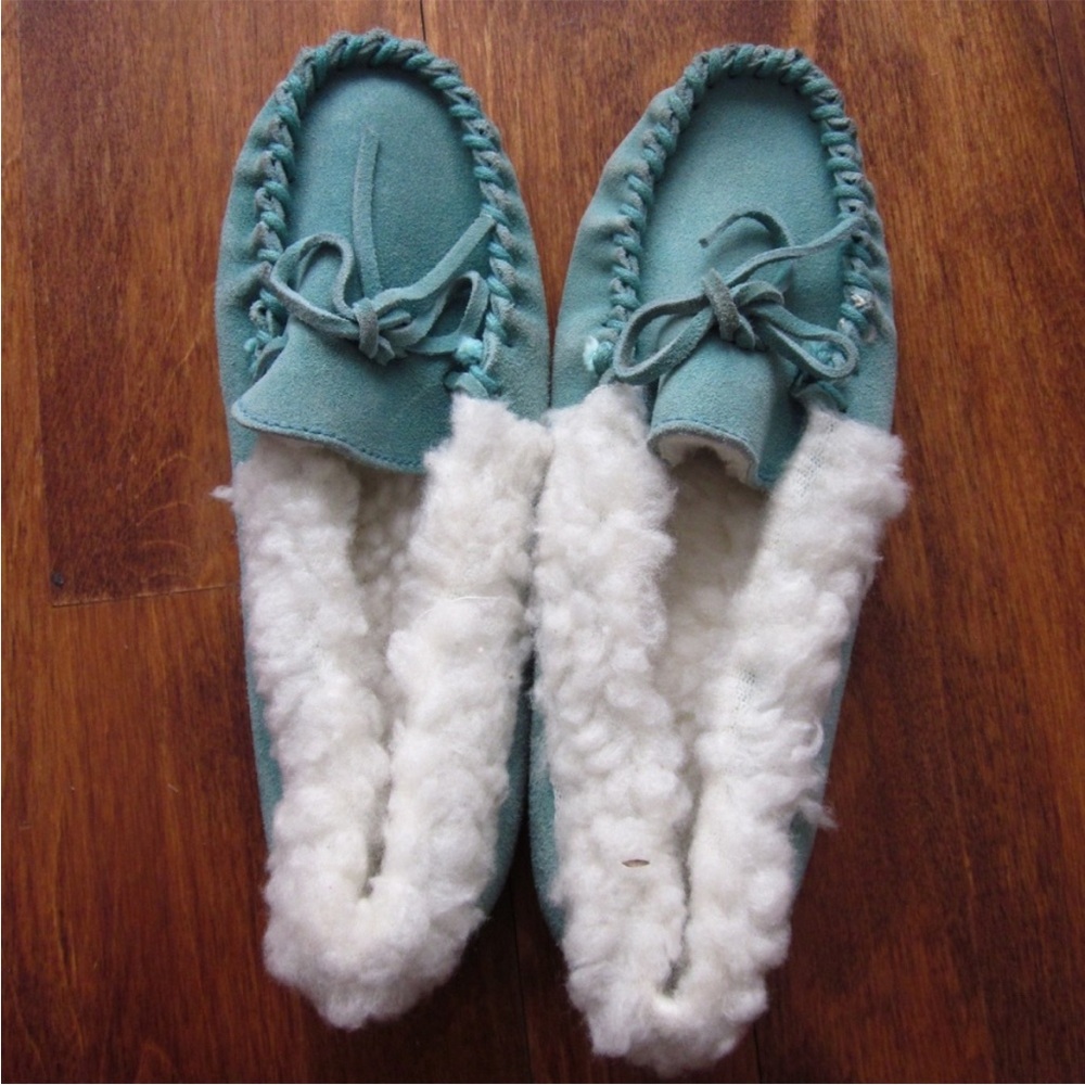 New suede/shearling moccasins